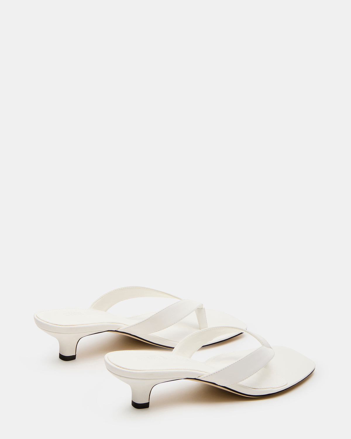 Steve Madden TRACIE White Leather Thong Strap Women's Kitten Heel
