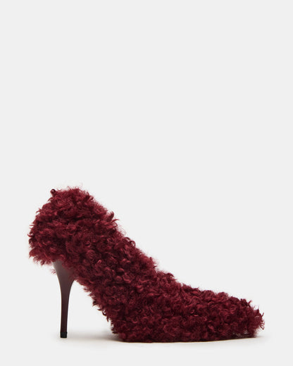 Steve Madden ACHILLES Red Pointed-Toe Faux Fur Stiletto Women's Heel