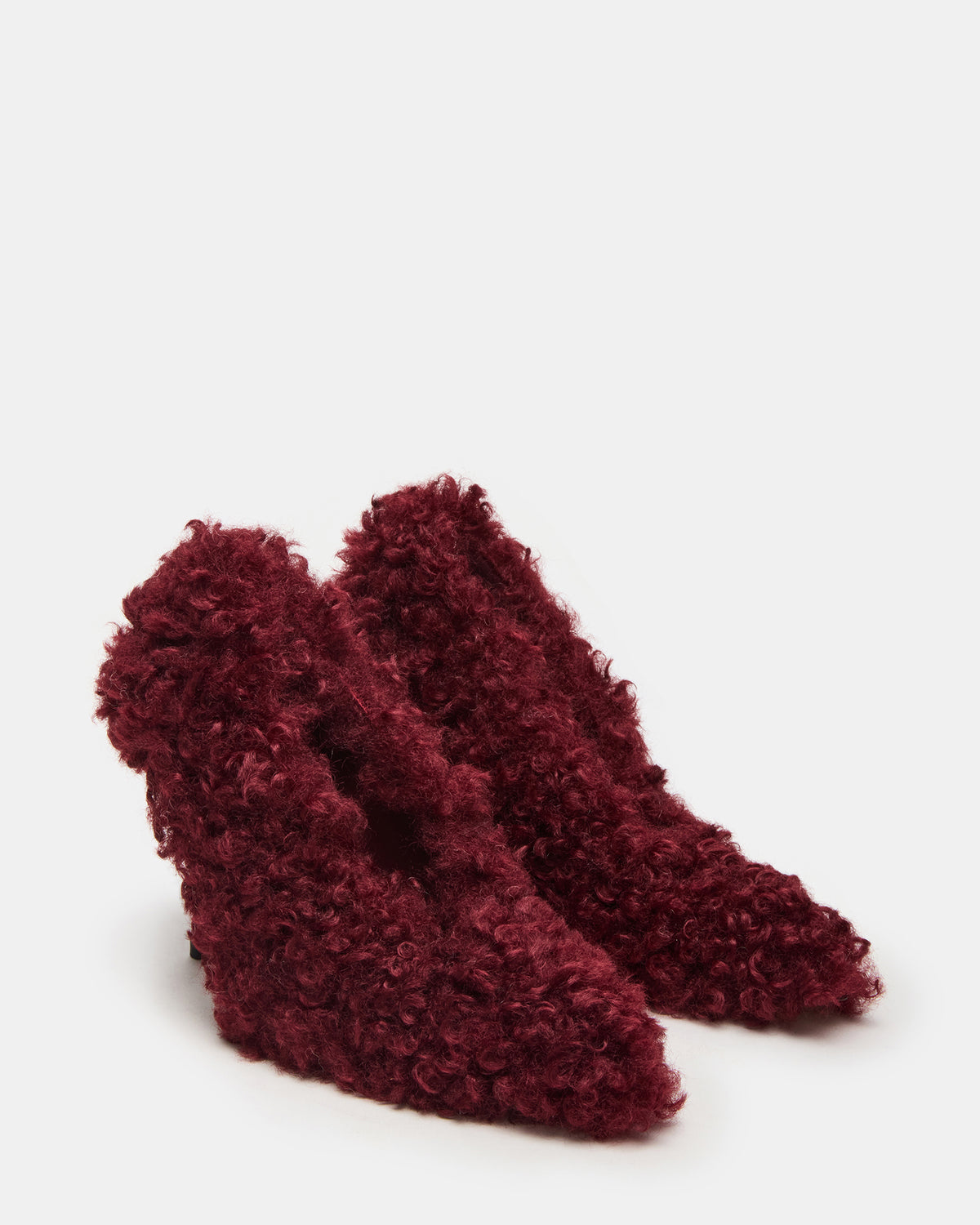 Steve Madden ACHILLES Red Pointed-Toe Faux Fur Stiletto Women's Heel