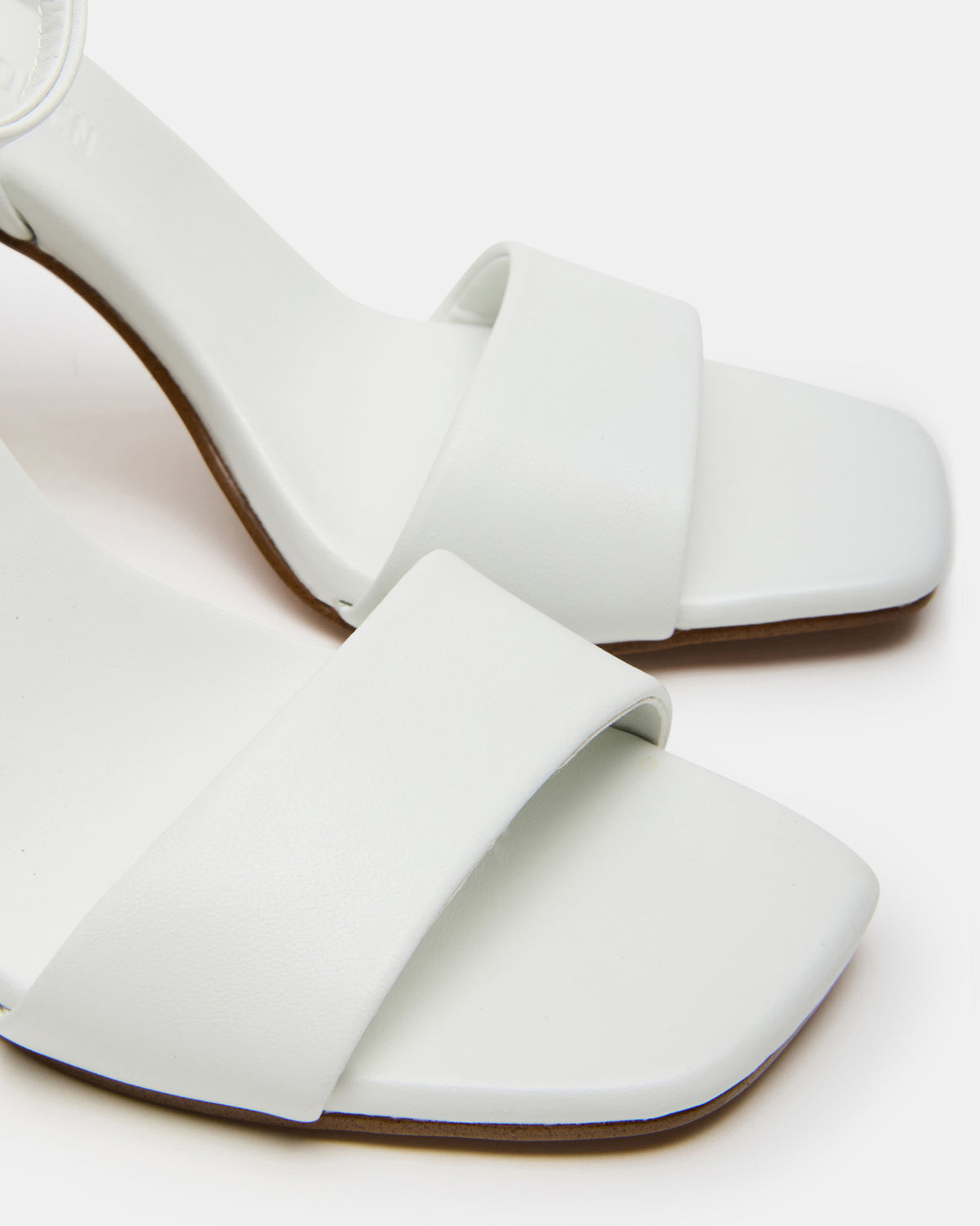 Steve Madden MESSA White Leather Women's Square-Toe Block Heel