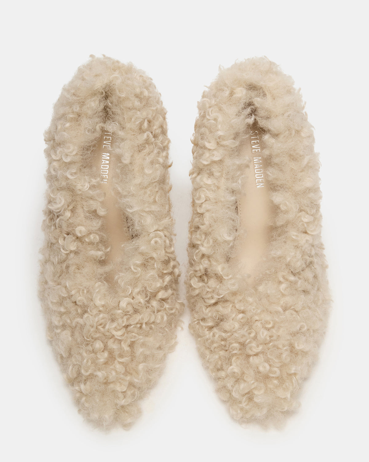 Steve Madden ACHILLES Off-White Pointed-Toe Faux Fur Stiletto Women's Heel