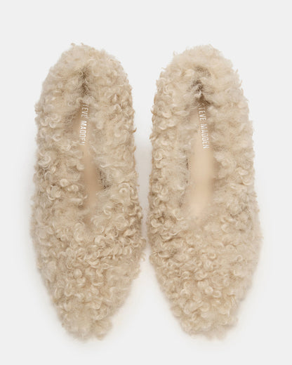 Steve Madden ACHILLES Off-White Pointed-Toe Faux Fur Stiletto Women's Heel