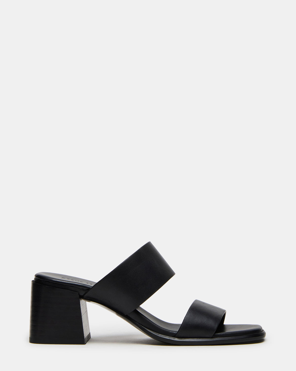 Steve Madden SYCAMORE Black Leather Square-Toe Mule Women's Heel