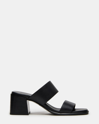 Steve Madden SYCAMORE Black Leather Square-Toe Mule Women's Heel