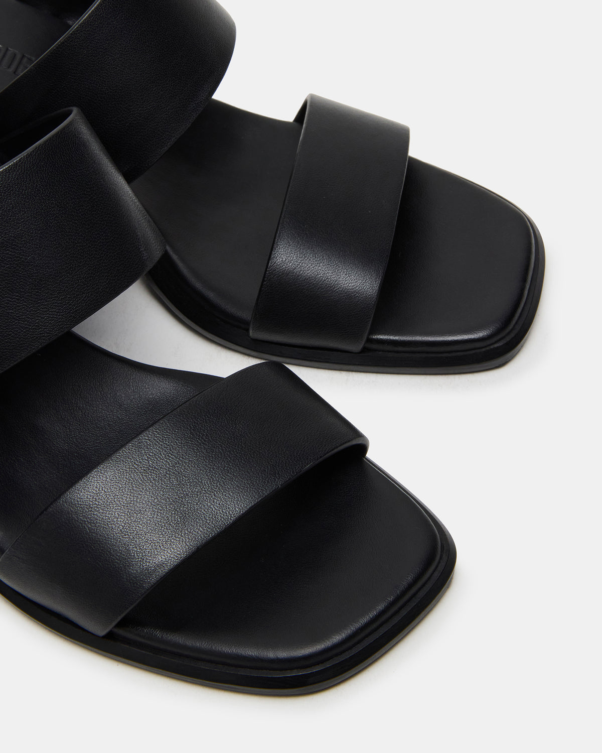 Steve Madden SYCAMORE Black Leather Square-Toe Mule Women's Heel