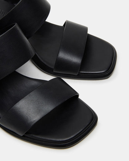 Steve Madden SYCAMORE Black Leather Square-Toe Mule Women's Heel