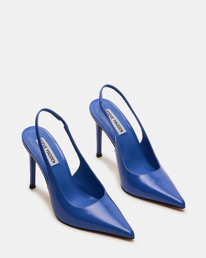 Steve Madden REYES Blue Leather Slingback Stiletto Pointed-Toe Pump Women's Heel