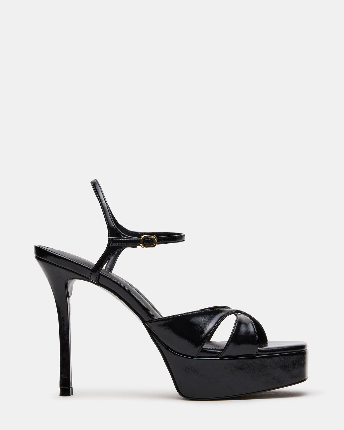 Steve Madden SCARLET Black Square-Toe Strappy Platform Women's Heel