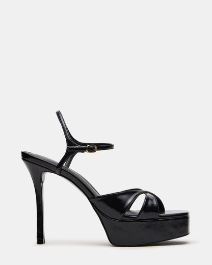 Steve Madden SCARLET Black Square-Toe Strappy Platform Women's Heel