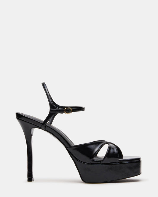 Steve Madden SCARLET Black Square-Toe Strappy Platform Women's Heel