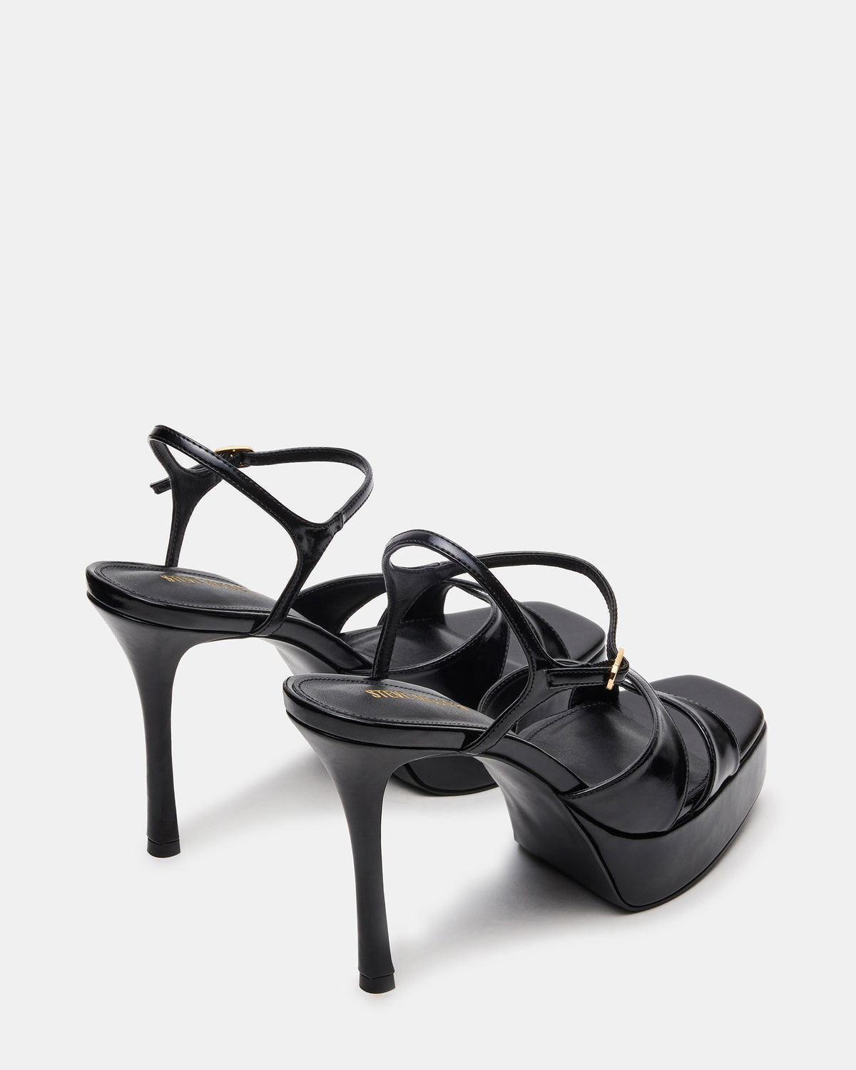 Steve Madden SCARLET Black Square-Toe Strappy Platform Women's Heel