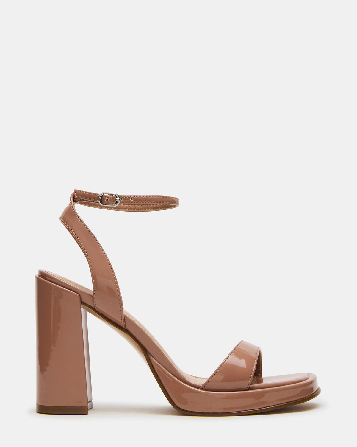 Steve Madden SULLIVAN Blush Patent Square-Toe Strappy Heel | Women's Heels
