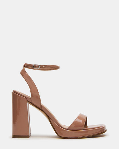 Steve Madden SULLIVAN Blush Patent Square-Toe Strappy Heel | Women's Heels