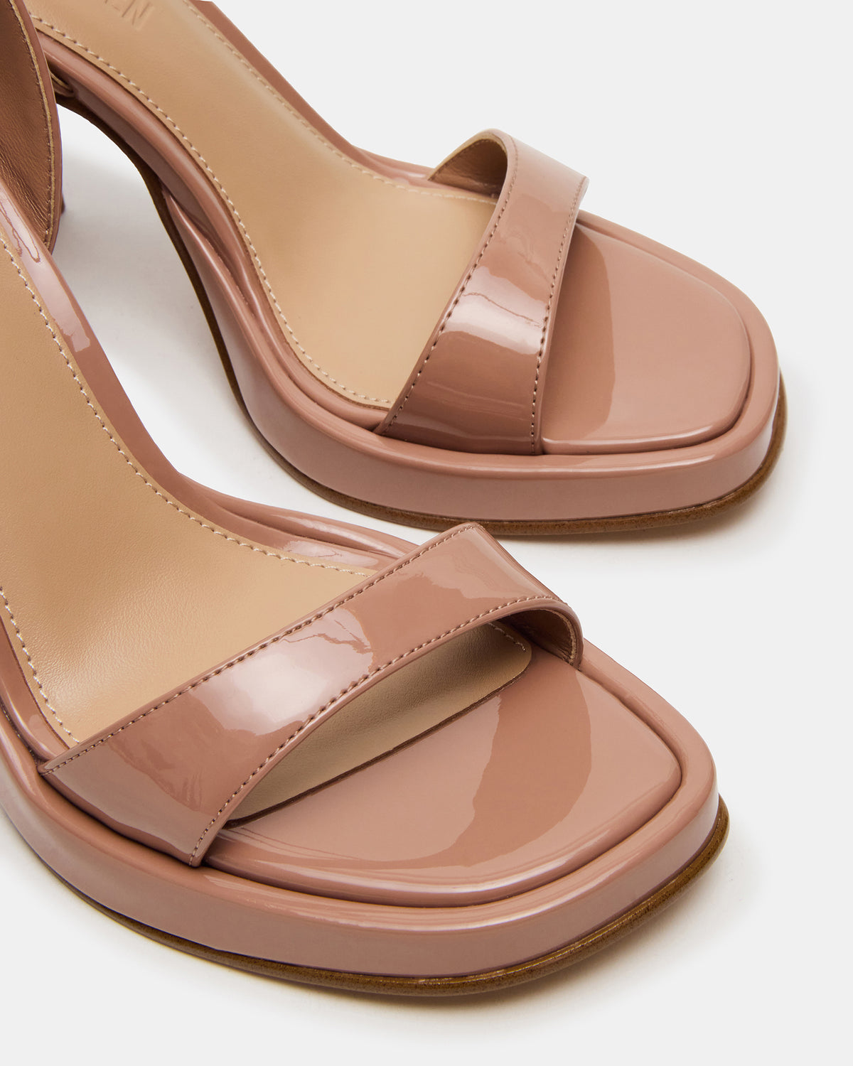 Steve Madden SULLIVAN Blush Patent Square-Toe Strappy Heel | Women's Heels