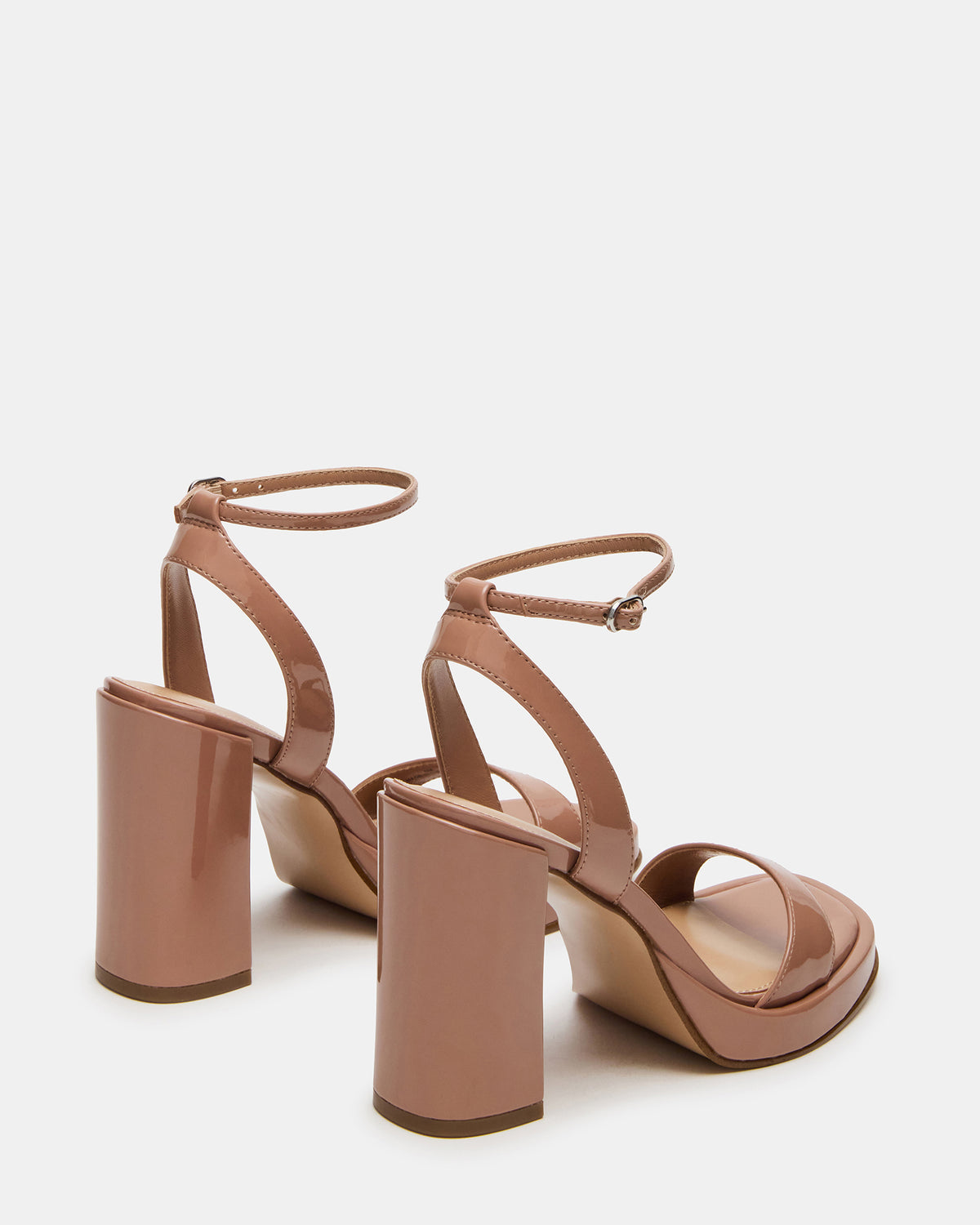 Steve Madden SULLIVAN Blush Patent Square-Toe Strappy Heel | Women's Heels