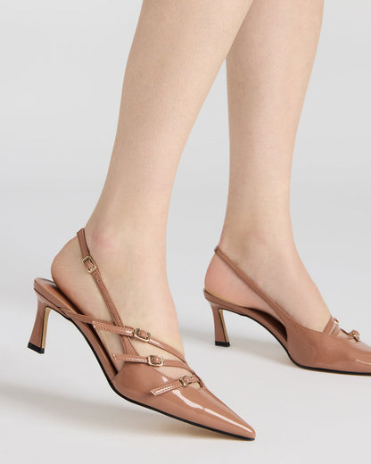 Steve Madden LIANA Mocha Women's Slingback Pointed-Toe Low Heel
