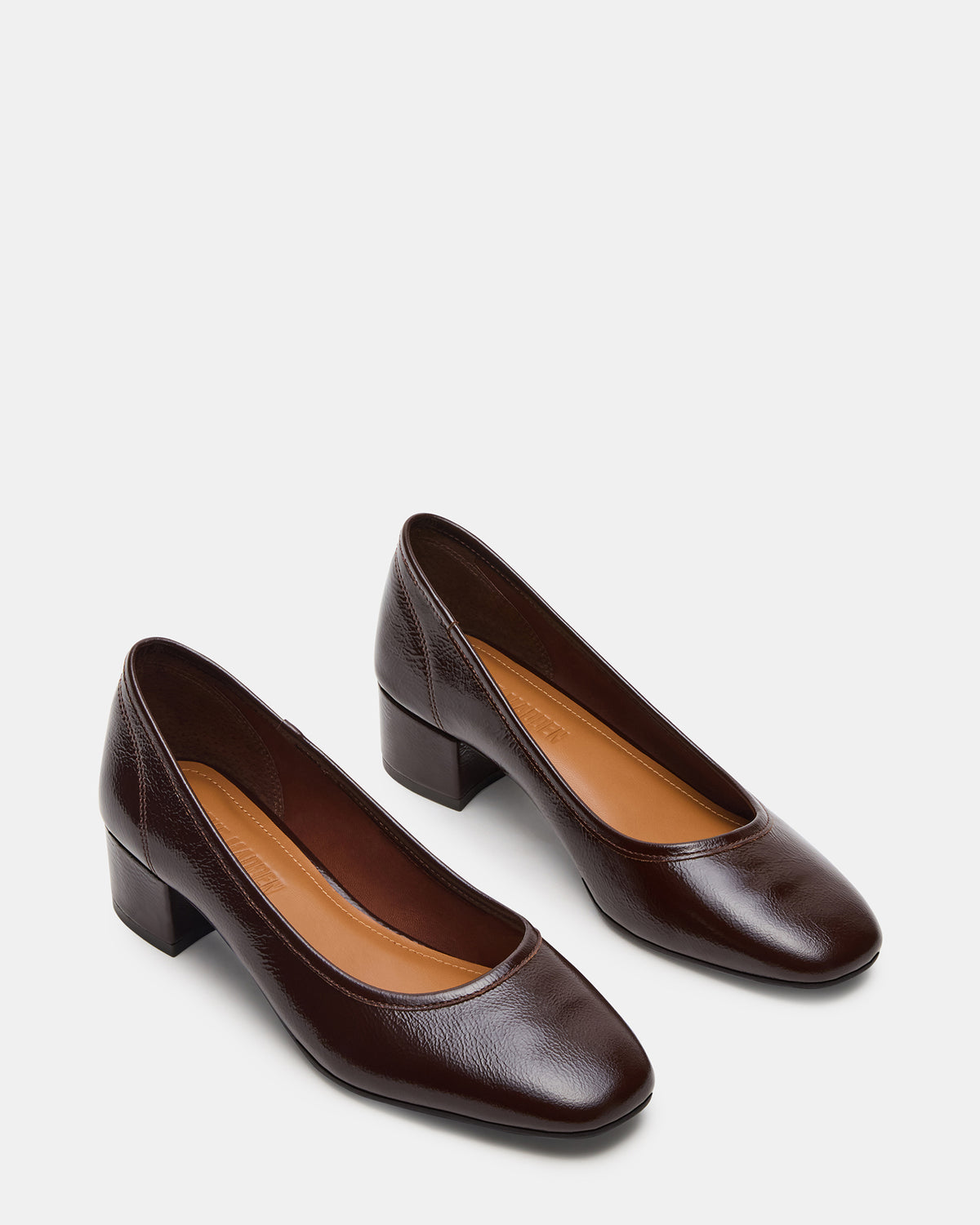 Steve Madden MOLLIE Espresso Patent Ballet Block Heels