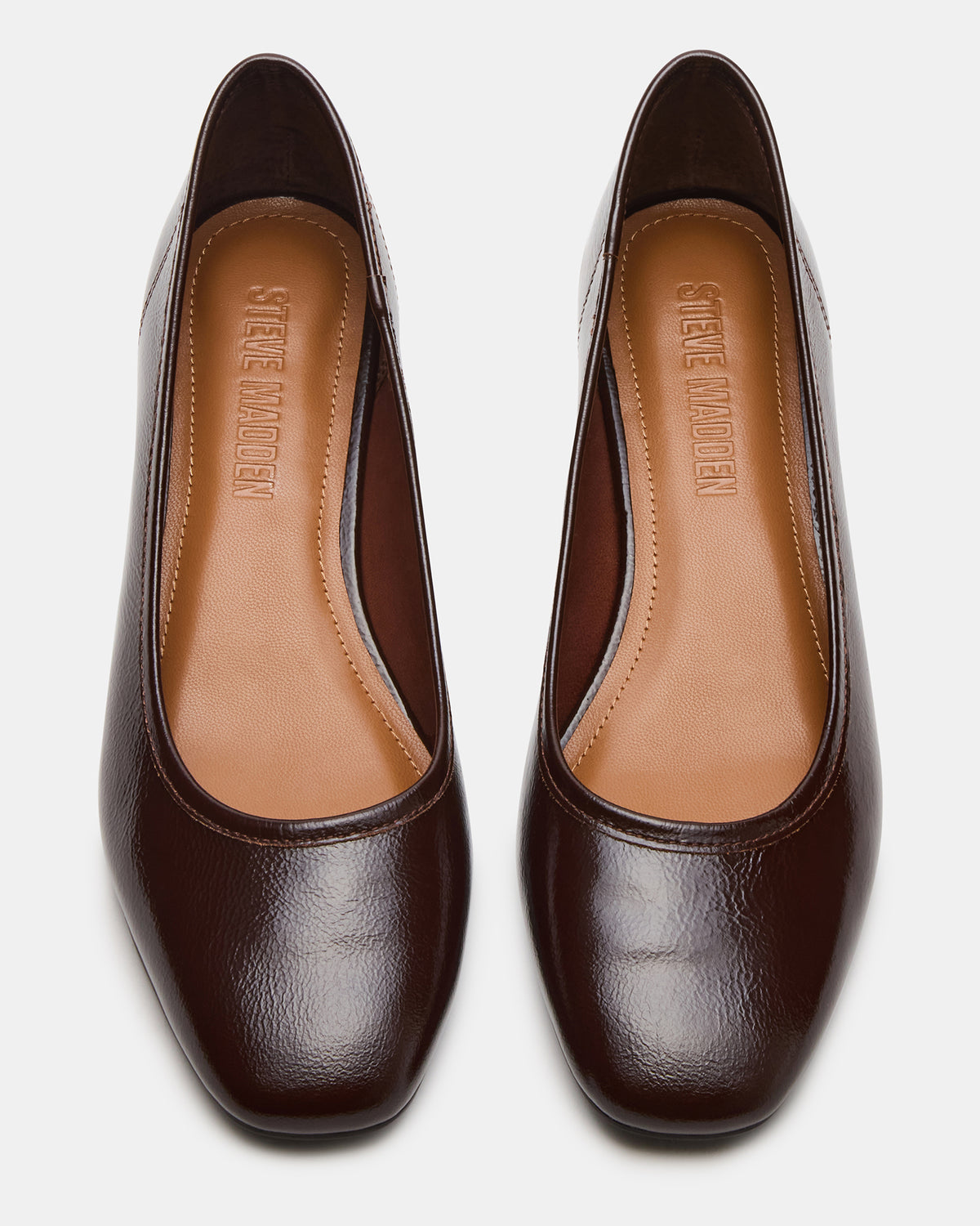 Steve Madden MOLLIE Espresso Patent Ballet Block Heels