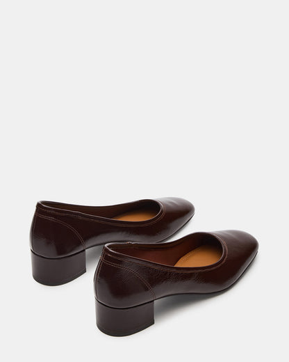 Steve Madden MOLLIE Espresso Patent Ballet Block Heels