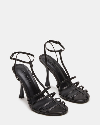 Steve Madden TILDAH Black Leather Strappy Rounded Toe Women's Heel