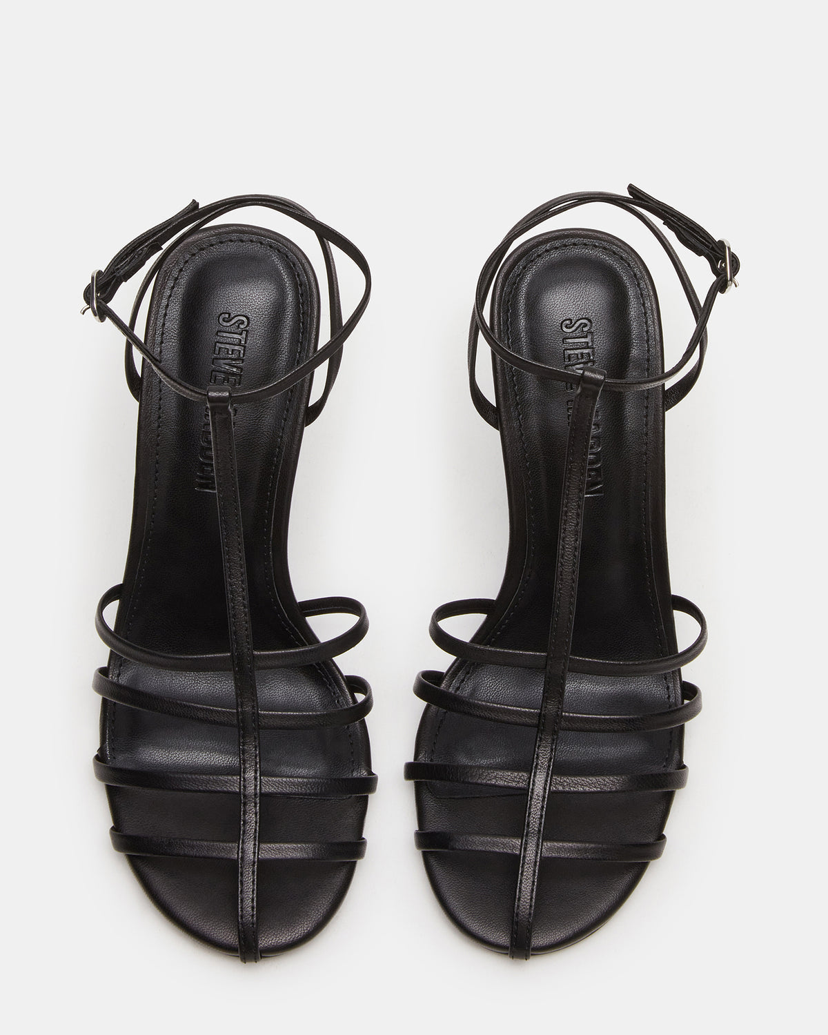 Steve Madden TILDAH Black Leather Strappy Rounded Toe Women's Heel