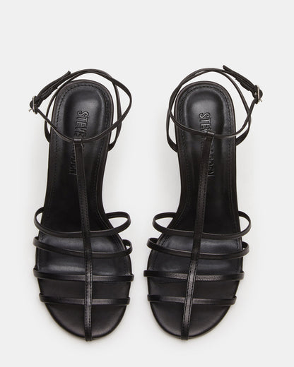 Steve Madden TILDAH Black Leather Strappy Rounded Toe Women's Heel
