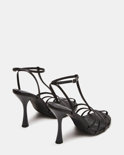 Steve Madden TILDAH Black Leather Strappy Rounded Toe Women's Heel