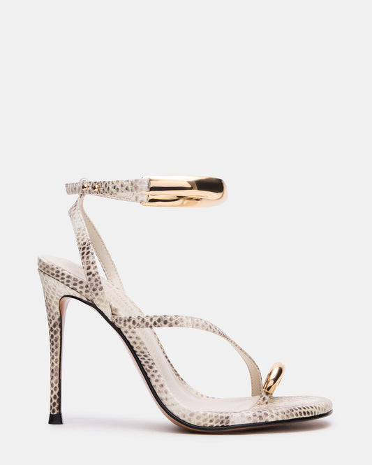 Steve Madden TIA Beige Snake Open-Toe Stiletto Women's Heel