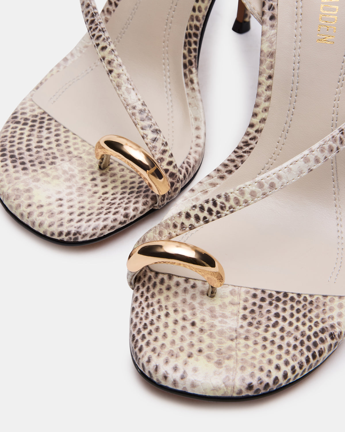 Steve Madden TIA Beige Snake Open-Toe Stiletto Women's Heel