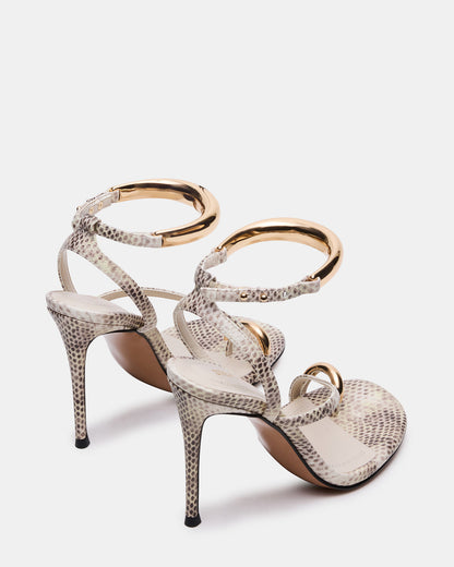 Steve Madden TIA Beige Snake Open-Toe Stiletto Women's Heel