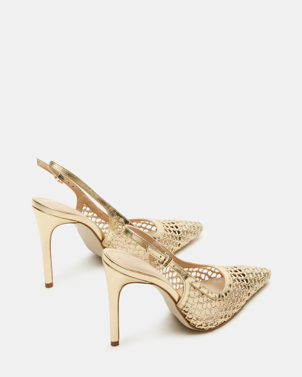 Steve Madden REYES Woven Gold Slingback Stiletto Pointed-Toe Pump Women's Heel