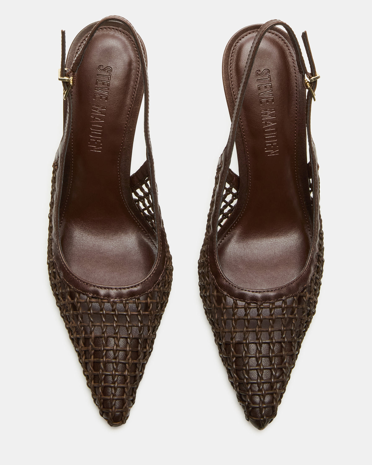 Steve Madden REYES Woven Brown Slingback Stiletto Pointed-Toe Pump Women's Heel
