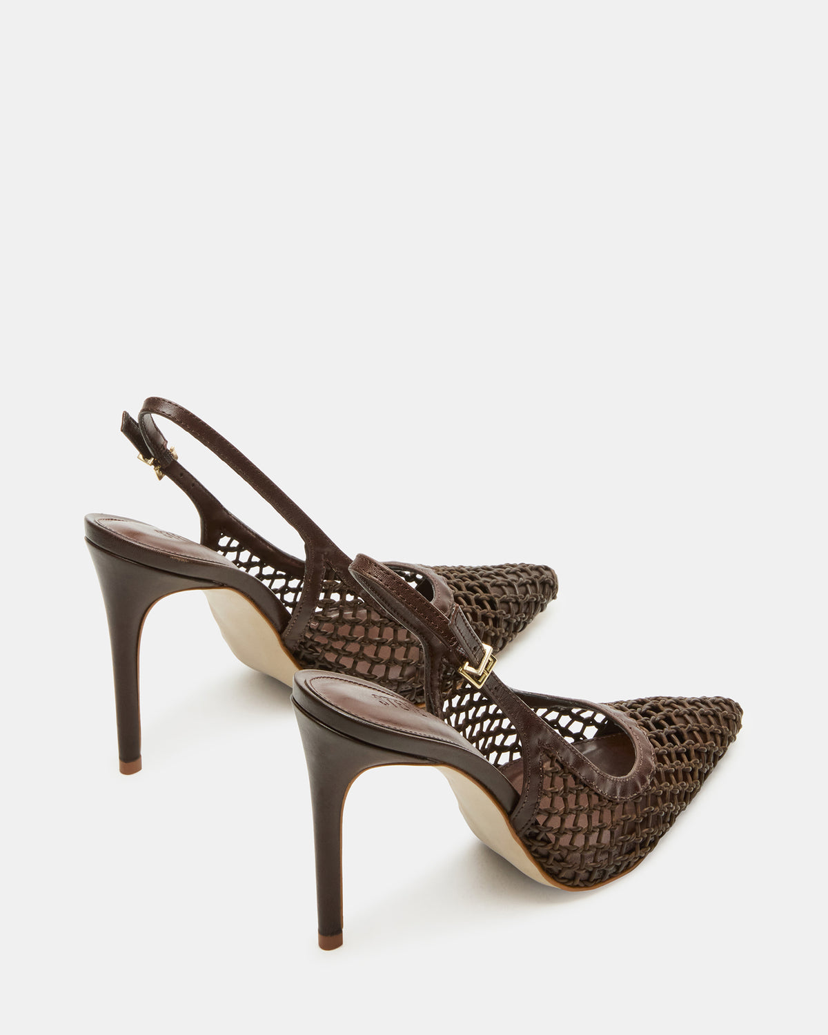 Steve Madden REYES Woven Brown Slingback Stiletto Pointed-Toe Pump Women's Heel