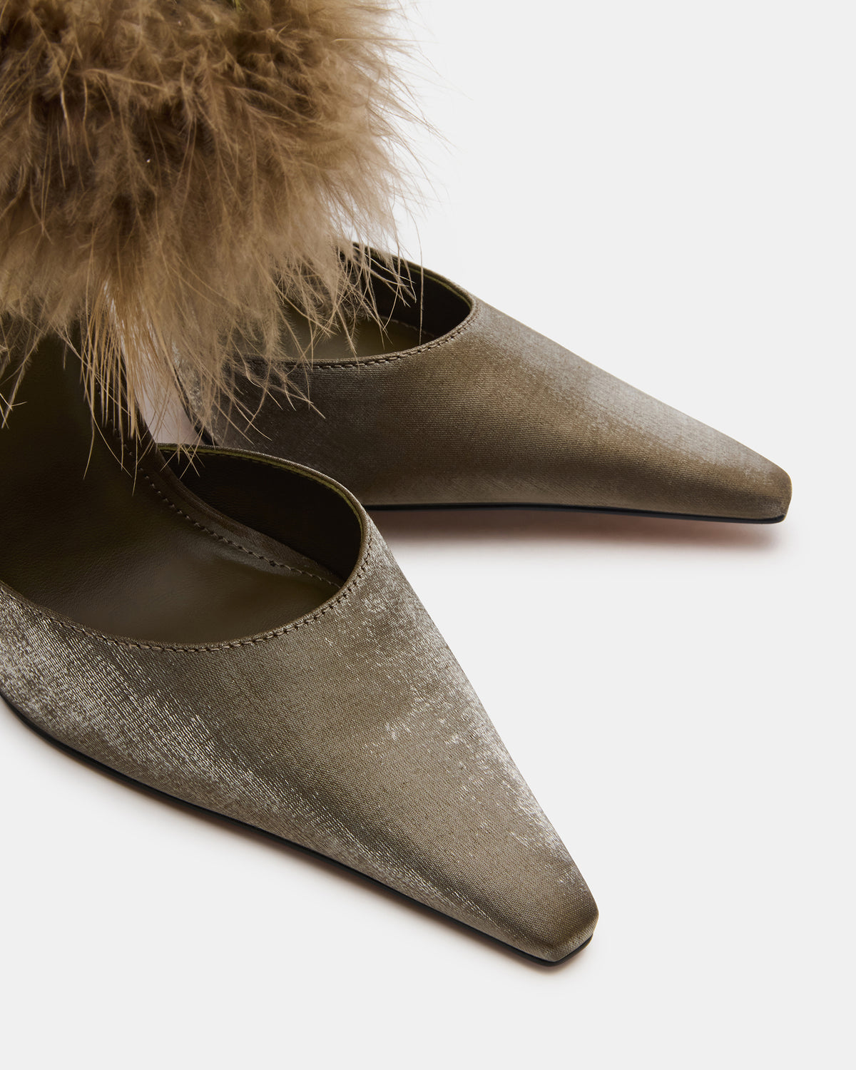 Steve Madden ELUSIVE Olive Satin Pointed-Toe Stiletto Pump Women's Heel