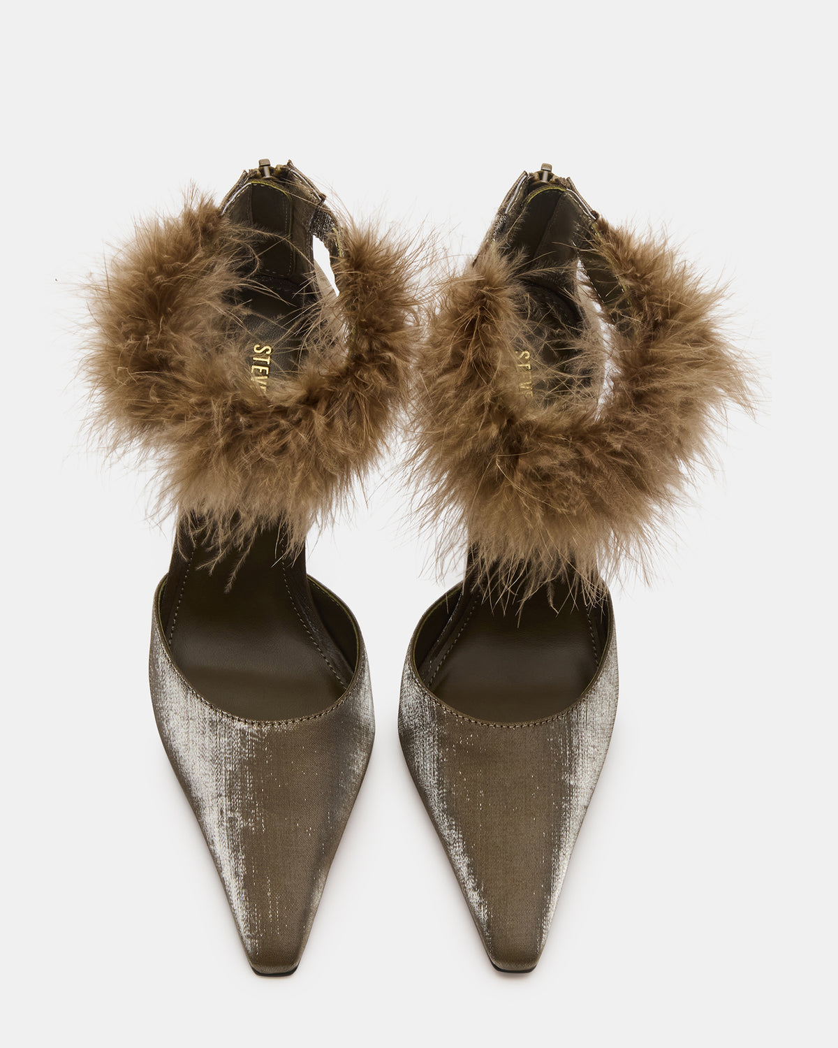 Steve Madden ELUSIVE Olive Satin Pointed-Toe Stiletto Pump Women's Heel