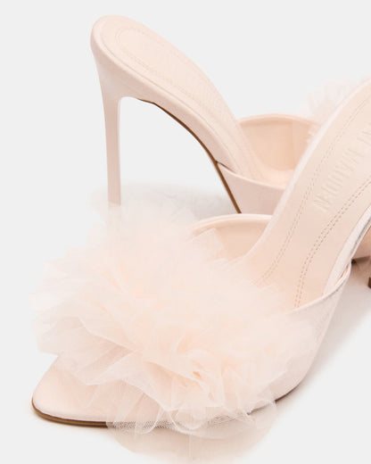 Steve Madden AFFINITY Tulle Light Pink Pointed-Toe Stiletto Mule Women's Heel