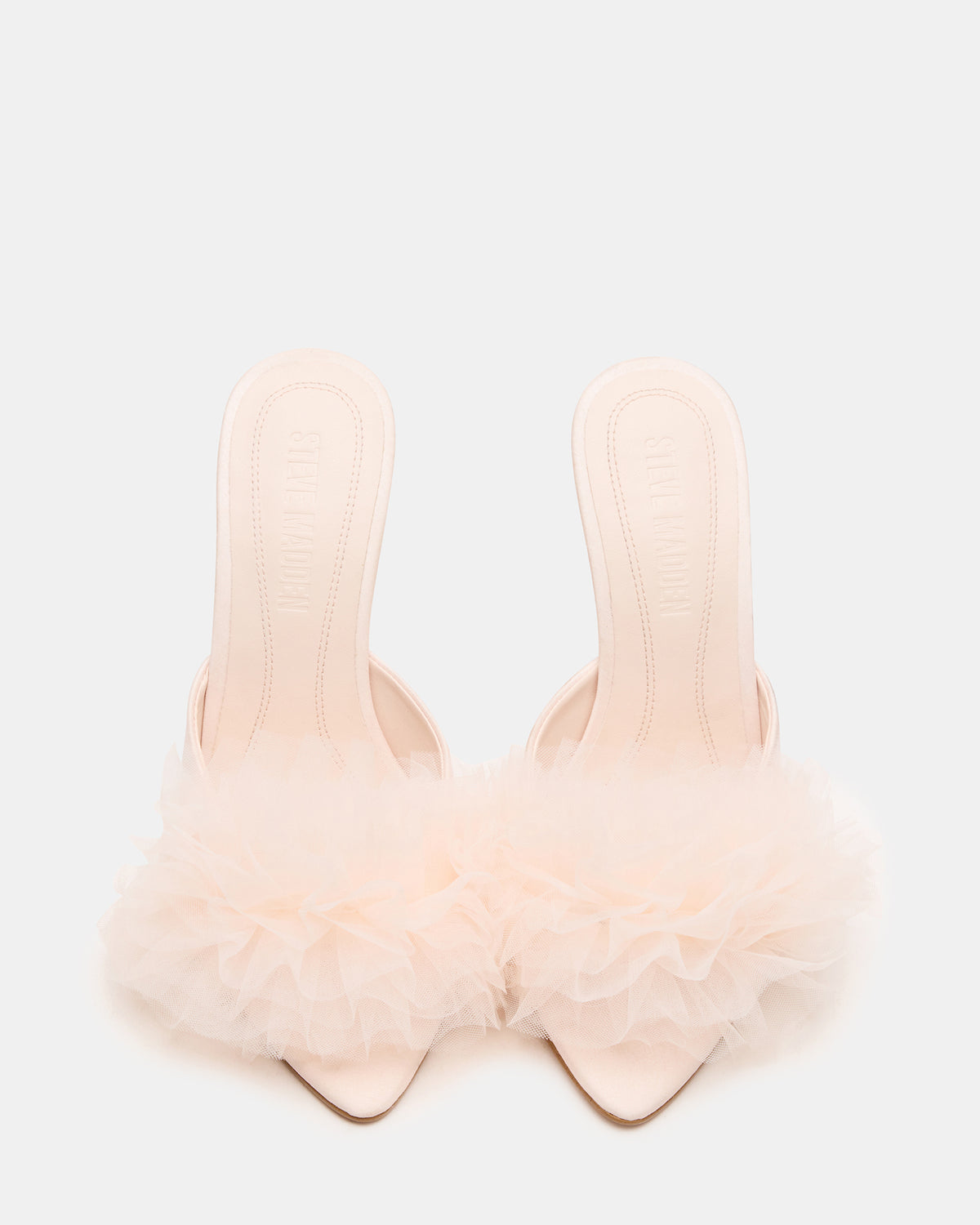 Steve Madden AFFINITY Tulle Light Pink Pointed-Toe Stiletto Mule Women's Heel