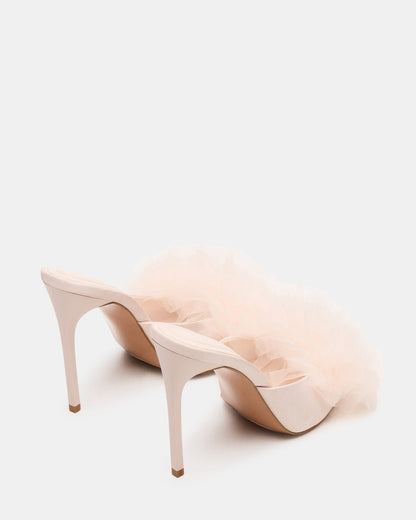 Steve Madden AFFINITY Tulle Light Pink Pointed-Toe Stiletto Mule Women's Heel