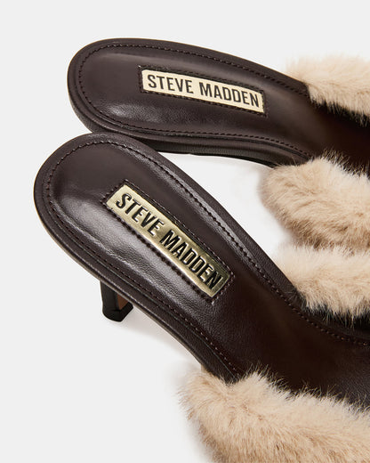 Steve Madden ALEXI Faux Fur Tan Pointed-Toe Mule Women's Heel