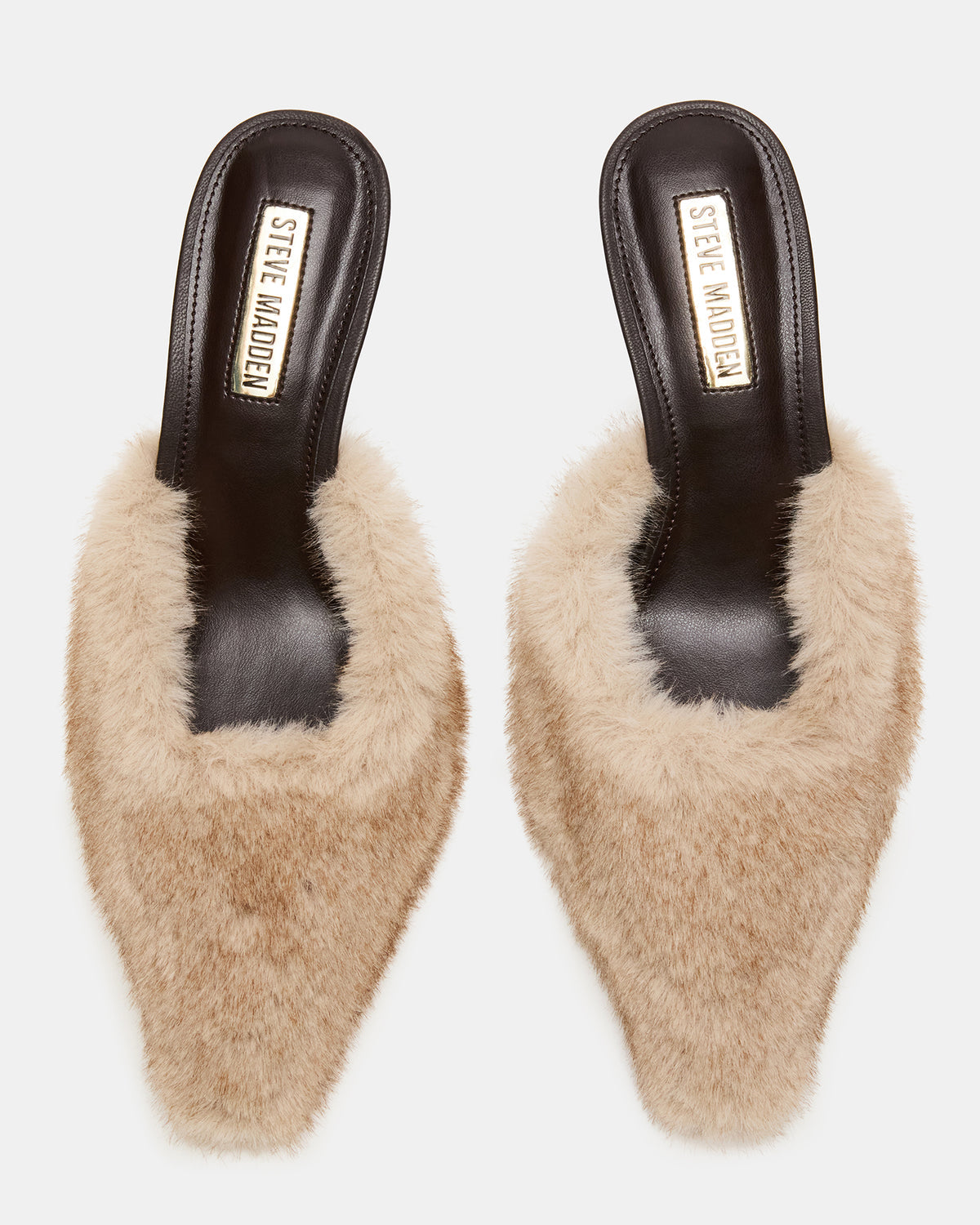 Steve Madden ALEXI Faux Fur Tan Pointed-Toe Mule Women's Heel