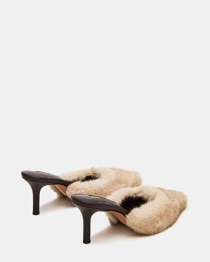 Steve Madden ALEXI Faux Fur Tan Pointed-Toe Mule Women's Heel