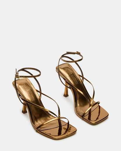 Steve Madden ANNIE Bronze Women's Strappy Square Toe Heel
