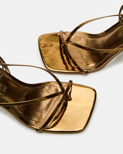 Steve Madden ANNIE Bronze Women's Strappy Square Toe Heel