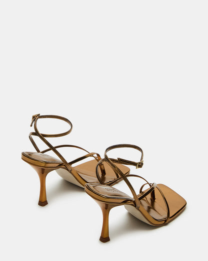 Steve Madden ANNIE Bronze Women's Strappy Square Toe Heel