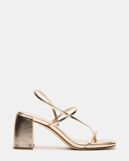 Steve Madden DIORA Gold Women's Strappy Square-Toe Heel