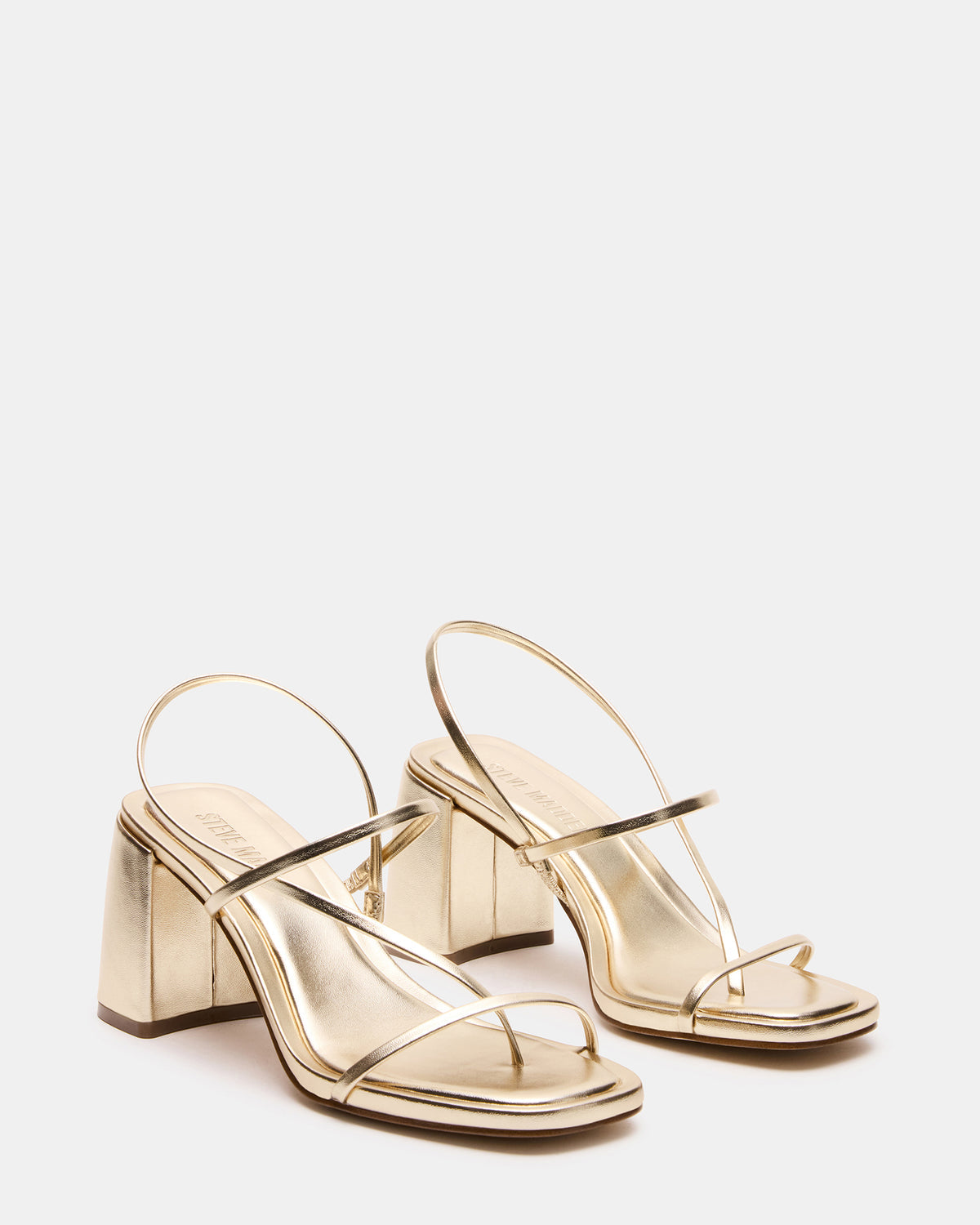 Steve Madden DIORA Gold Women's Strappy Square-Toe Heel