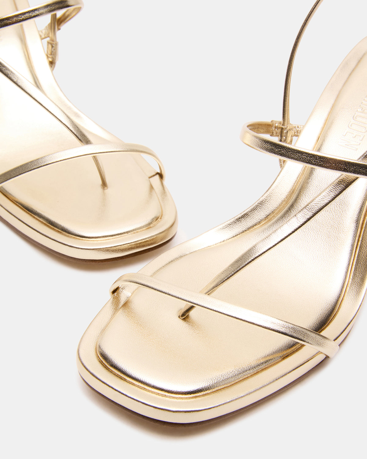 Steve Madden DIORA Gold Women's Strappy Square-Toe Heel