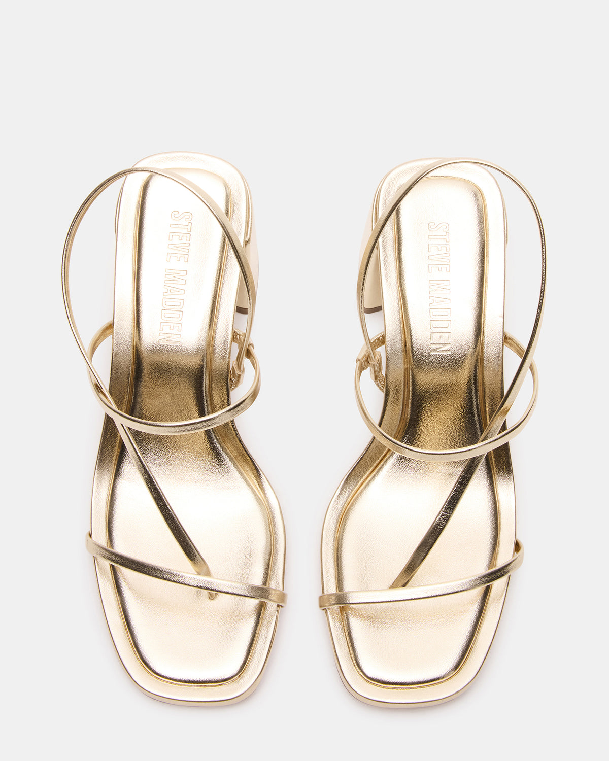 Steve Madden DIORA Gold Women's Strappy Square-Toe Heel