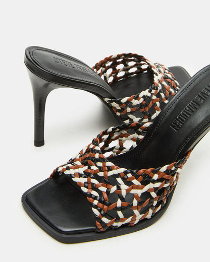 Steve Madden TIKKI Brown Multi Square-Toe Mule Stiletto Women's Heel
