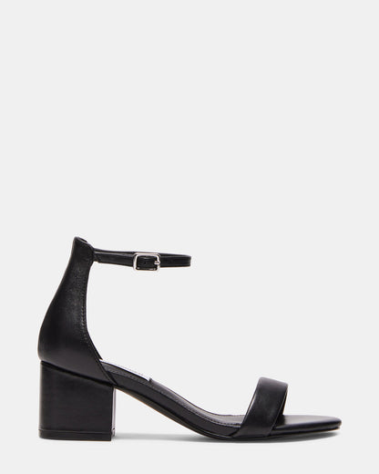 Steve Madden IRENEE Black Leather Women's 2 Inch Block Heel